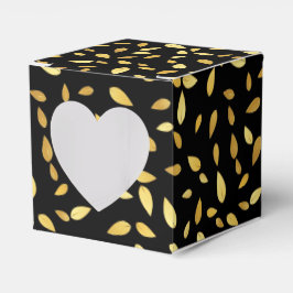 Moderne zwarte en gouden bladeren, geïllustreerd p bedankdoosjes