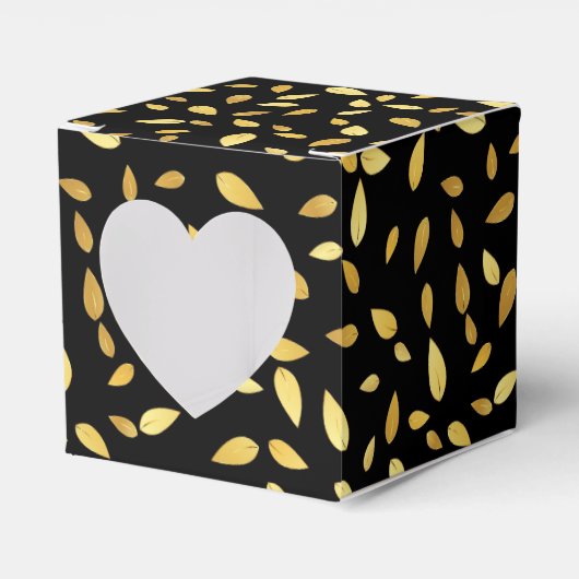 Moderne zwarte en gouden bladeren, geïllustreerd p bedankdoosjes (Voorkant Zijde)