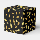 Moderne zwarte en gouden bladeren, geïllustreerd p bedankdoosjes (Achterkant)