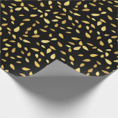 Moderne zwarte en gouden bladeren, geïllustreerd p cadeaupapier (Hoek)