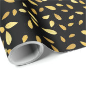 Moderne zwarte en gouden bladeren, geïllustreerd p cadeaupapier (Rol Hoek)