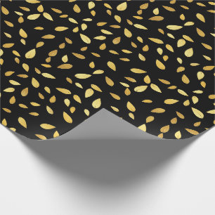 Moderne zwarte en gouden bladeren, geïllustreerd p cadeaupapier