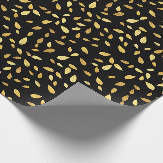 Moderne zwarte en gouden bladeren, geïllustreerd p cadeaupapier (Hoek)