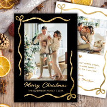 Moderne Zwarte en Gouden Boog 2 Foto Prettig Kerst