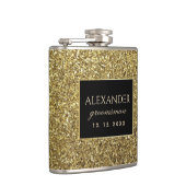 Moderne zwarte en gouden bruidsjonkers heupfles (Rechts)