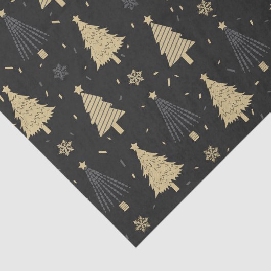 Moderne zwarte en gouden elegante kerstboomstructu tissuepapier (Detail)