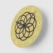 Moderne zwarte en gouden gele ventilator ronde klok (Hoek)