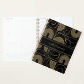 Moderne Zwarte en Gouden Geometrische Aangepaste N Planner (Display)