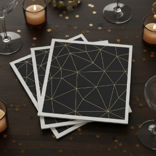 Moderne zwarte en gouden geometrische servet