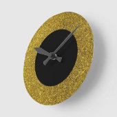 Moderne, zwarte en gouden glitter-ronde wandklok (Hoek)