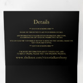 Moderne zwarte en gouden huwelijks-suite drieluik uitnodiging (Binnenzijde eerst)