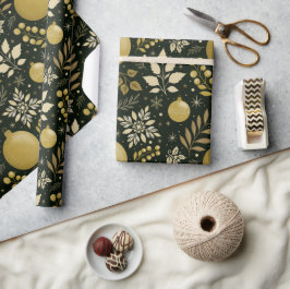 Moderne zwarte en gouden kerst cadeaupapier