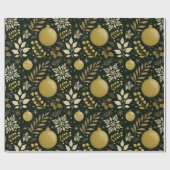 Moderne zwarte en gouden kerst cadeaupapier (Vlak)