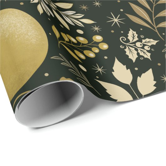 Moderne zwarte en gouden kerst cadeaupapier (Rol Hoek)