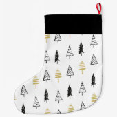 Moderne zwarte en gouden kerstboom op maat grote kerstsok (Achterkant)