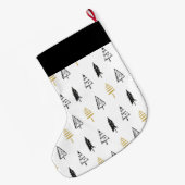 Moderne zwarte en gouden kerstboom op maat grote kerstsok (Achterkant (Hangend))