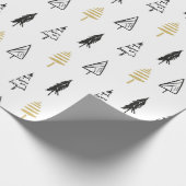 Moderne zwarte en gouden kerstboomstructuur cadeaupapier (Hoek)