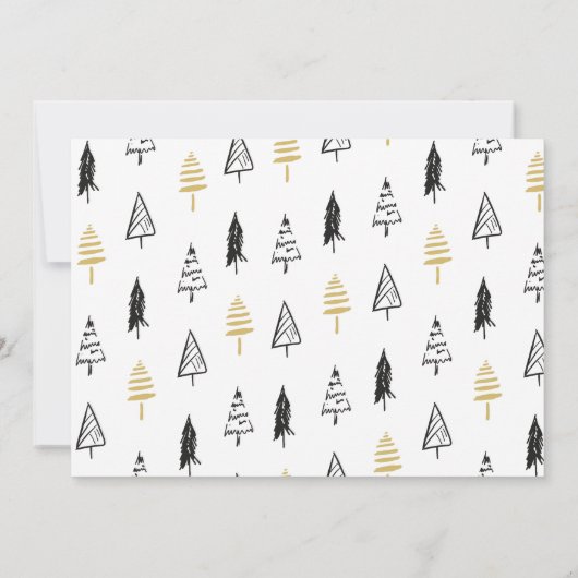 Moderne zwarte en gouden kerstboomstructuur kaart (Achterkant)