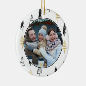 Moderne zwarte en gouden kerstboomstructuur keramisch ornament (Rechts)