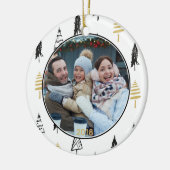 Moderne zwarte en gouden kerstboomstructuur keramisch ornament (Links)