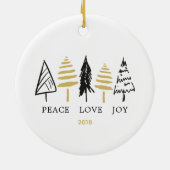 Moderne zwarte en gouden kerstboomstructuur keramisch ornament (Achterkant)