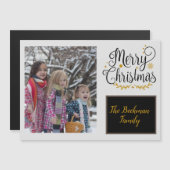 Moderne zwarte en gouden kerstfoto Magnetische Kaa (Voorkant / Achterkant)