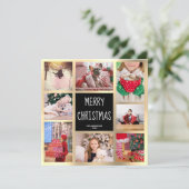 Moderne zwarte en gouden kerstfoto's Collage Feestdagenkaart (Staand voorkant)