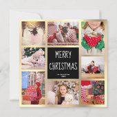Moderne zwarte en gouden kerstfoto's Collage Feestdagenkaart (Voorkant)
