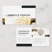 Moderne zwarte en gouden kleurenblok — afdrukken o visitekaartje (Voorkant / Achterkant)