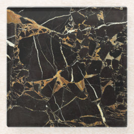 Moderne zwarte en gouden marmer | Aangepast Glazen Onderzetter