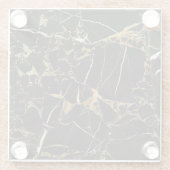 Moderne zwarte en gouden marmer | Aangepast Glazen Onderzetter (Achterkant)