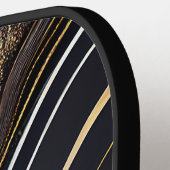 Moderne zwarte en gouden marmeren monogram pickleball paddle (Links Detail)