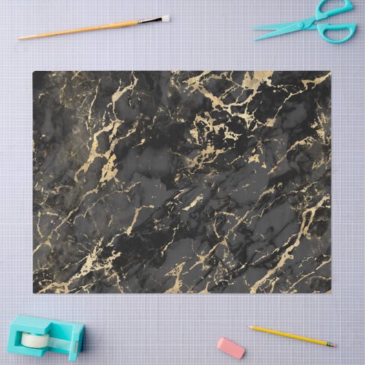 Moderne zwarte en gouden marmerpatroon tissuepapier (Craft)
