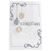 Moderne Zwarte en Gouden Minimalistische Kerstball Medium Cadeauzakje (Achterkant)