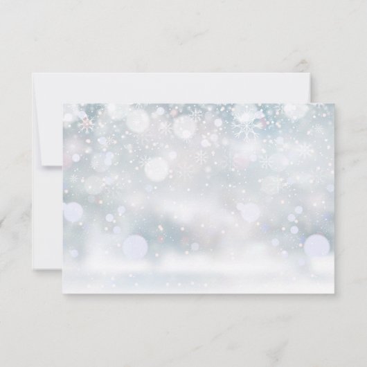 Moderne Zwarte en Gouden Monogram Winter Bruiloft  RSVP Kaartje (Achterkant)