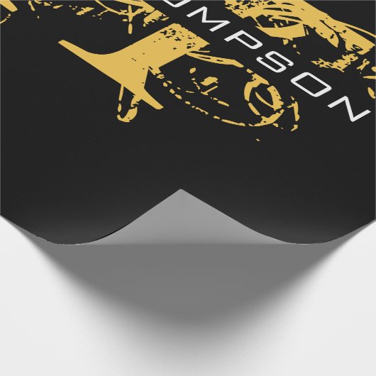 Moderne, zwarte en gouden monogrammen cadeaupapier (Hoek)