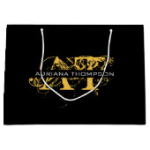 Moderne, zwarte en gouden monogrammen groot cadeauzakje (Voorkant)