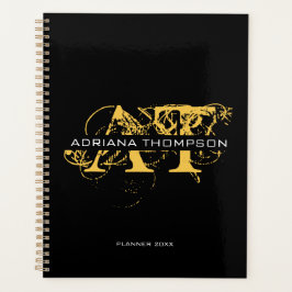 Moderne, zwarte en gouden monogrammen planner