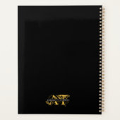 Moderne, zwarte en gouden monogrammen planner (Achterkant)