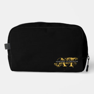 Moderne, zwarte en gouden monogrammen toilettasje