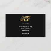 Moderne, zwarte en gouden monogrammen visitekaartje (Achterkant)