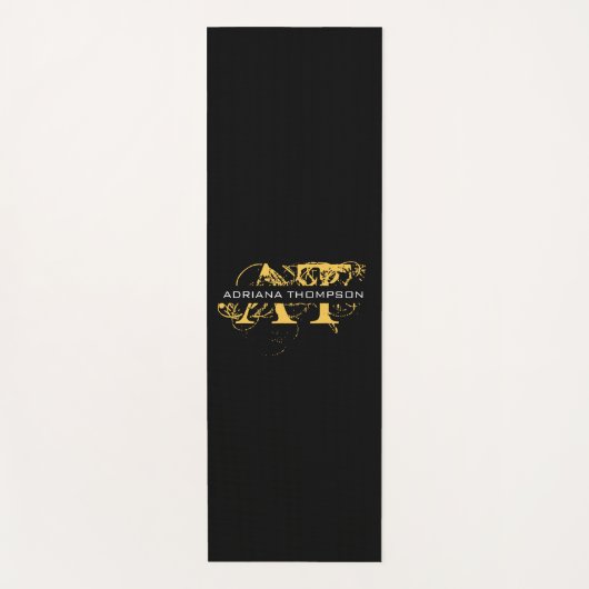 Moderne, zwarte en gouden monogrammen yogamat (Voorkant)