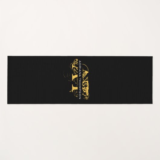 Moderne, zwarte en gouden monogrammen yogamat (Voorkant (horizontaal))