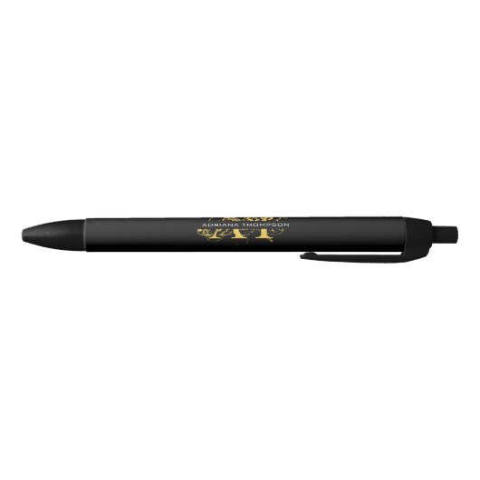 Moderne, zwarte en gouden monogrammen zwarte inkt pen (Bodem)