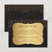 Moderne Zwarte en Gouden Spikkels - Ontvangst Informatiekaartje (Voorkant / Achterkant)