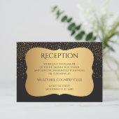 Moderne Zwarte en Gouden Spikkels - Ontvangst Informatiekaartje (Staand voorkant)