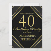 Moderne zwarte en gouden strepen Verjaardag Kaart (Voorkant)