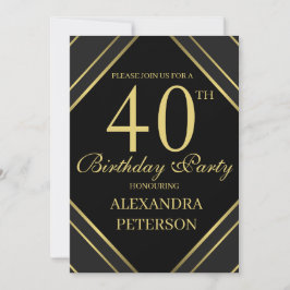 Moderne zwarte en gouden strepen Verjaardag Kaart