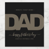 Moderne Zwarte en Gouden Vaderdag Wijn Etiket (Enkel label)