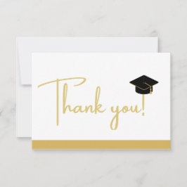 Moderne zwarte en gouden witte afstuderen Hartelij Bedankkaart